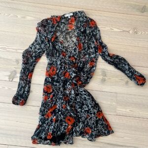 IRO Black and Red Floral Mini Dress